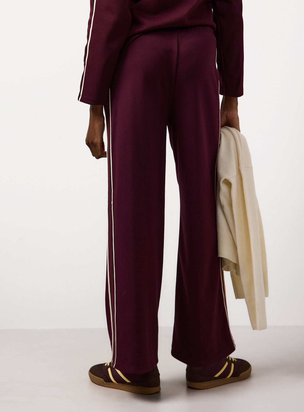 Dark Red Elevated Side Stripe Co-ord Wide Leg Joggers L - Image 3 thumbnail